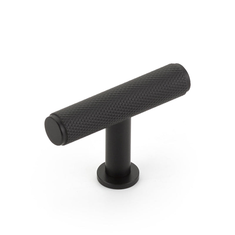 Pub House Knurled Cabinet Knob - Cabinet Mount - 2" Brass/Matt Black