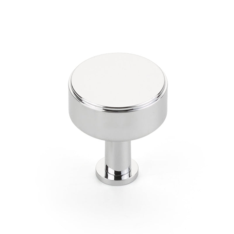 Pub House Smooth Round Cabinet Knob - Cabinet Mount - 2" Brass/Polished Chrome