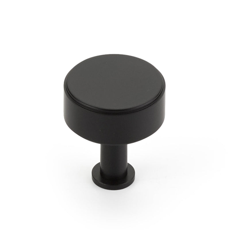 Pub House Smooth Round Cabinet Knob - Cabinet Mount - 2" Brass/Matt Black