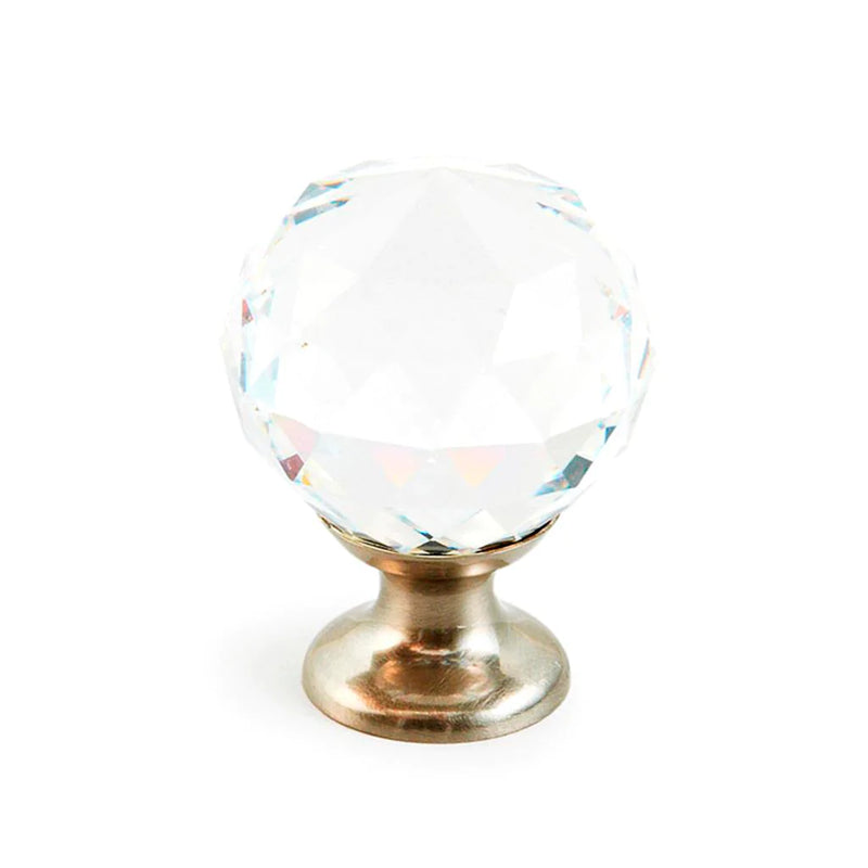 Stargaze Round Cabinet Knob - Cabinet Mount - 2" Brass/Glass/Satin Nickel