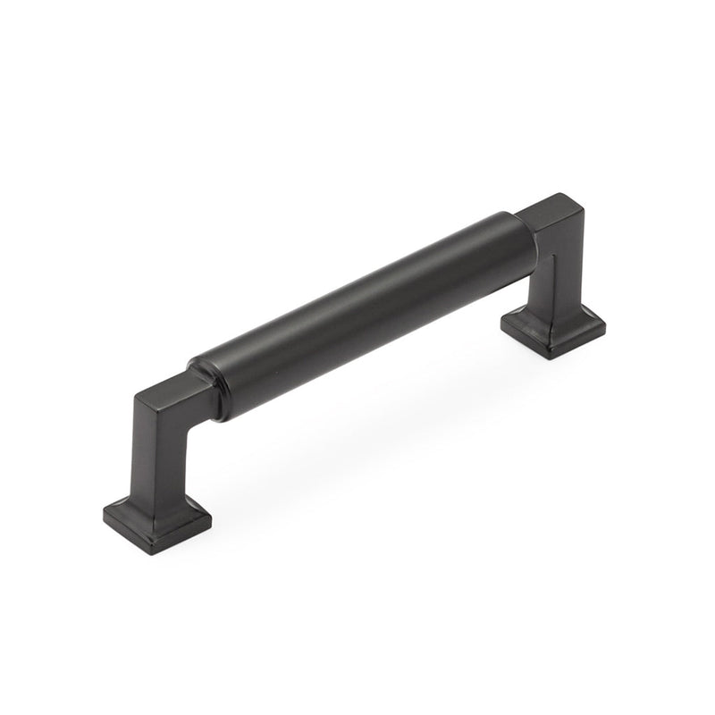 Haniburton Cabinet Pull Handle - Cabinet Mount - 4" Brass/Matt Black