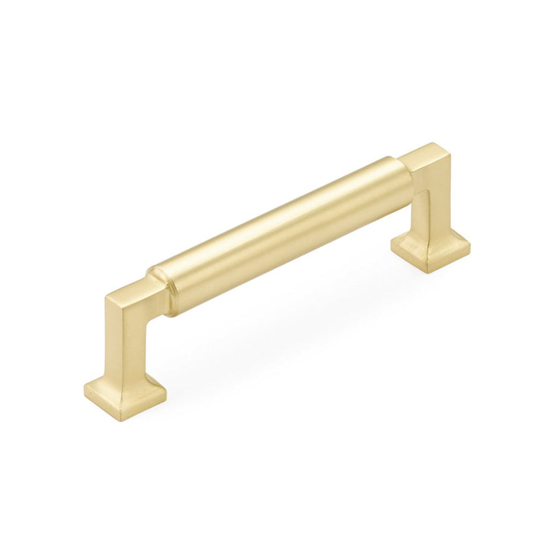 Haniburton Cabinet Pull Handle - Cabinet Mount - 4" Brass/Satin Brass