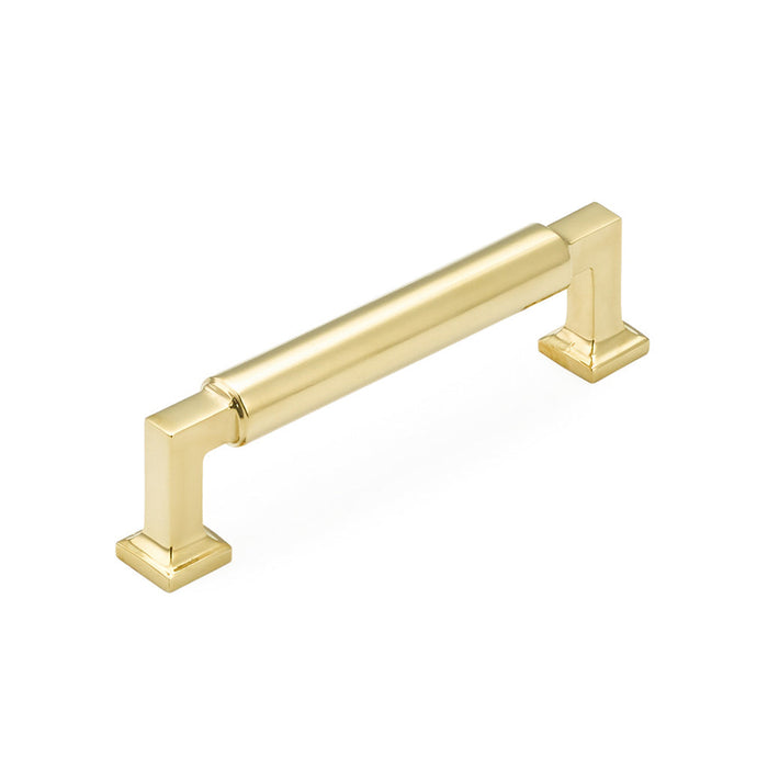 Haniburton Cabinet Pull Handle - Cabinet Mount - 4" Brass/Unlacquered Brass