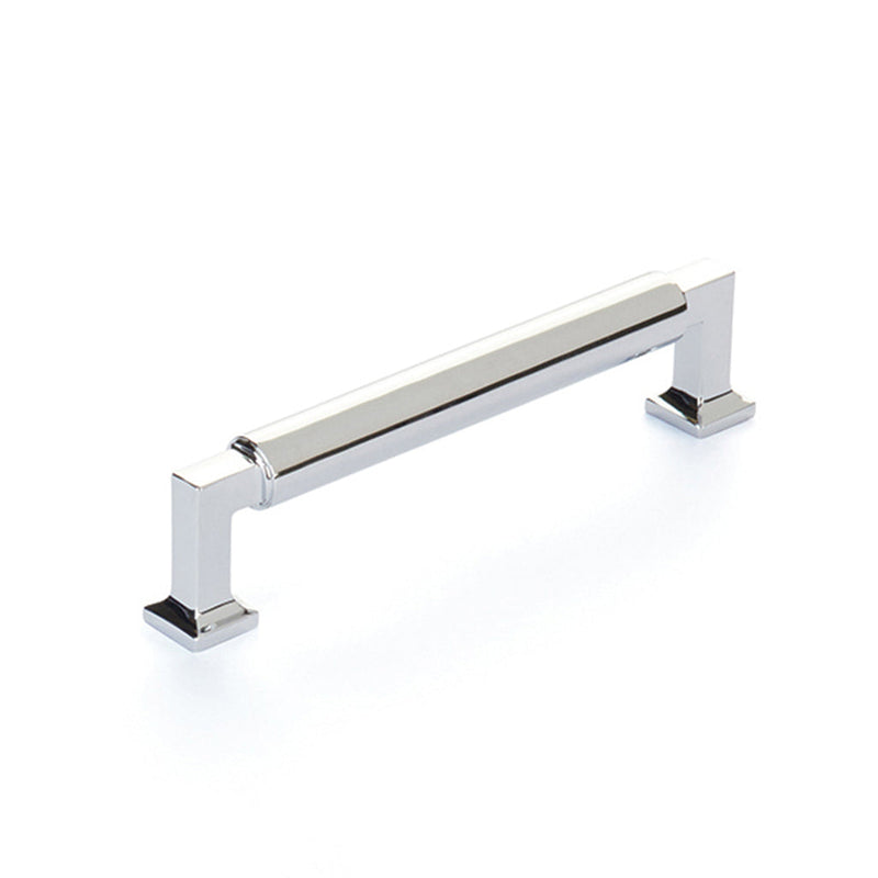 Haniburton Cabinet Pull Handle - Cabinet Mount - 5" Brass/Polished Chrome