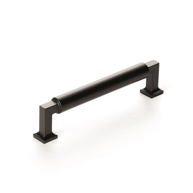 Haniburton Cabinet Pull Handle - Cabinet Mount - 5" Brass/Matt Black