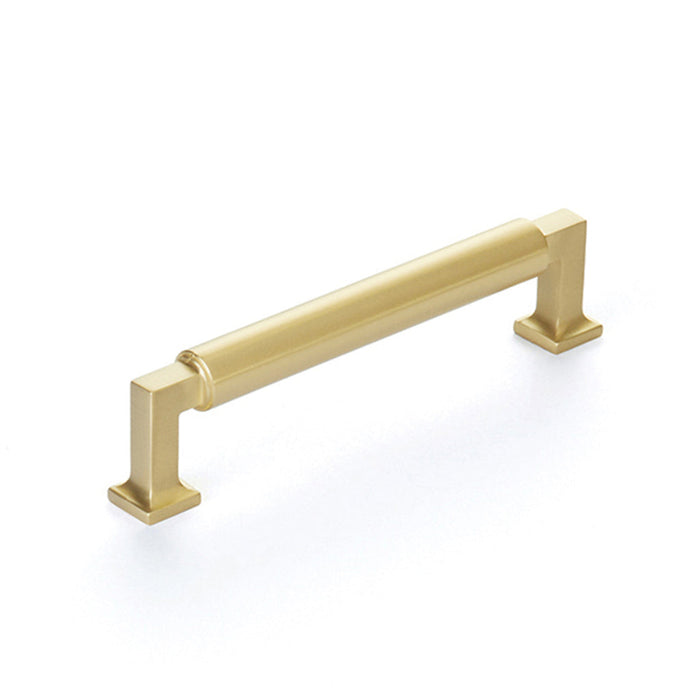 Haniburton Cabinet Pull Handle - Cabinet Mount - 5" Brass/Satin Brass