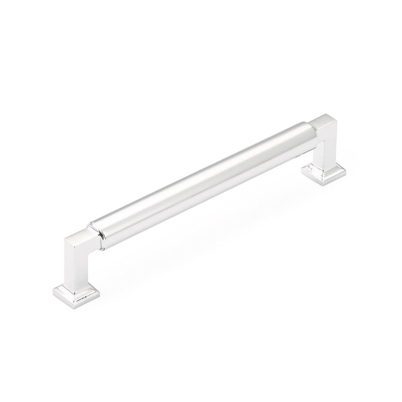 Haniburton Cabinet Pull Handle - Cabinet Mount - 6" Brass/Polished Chrome