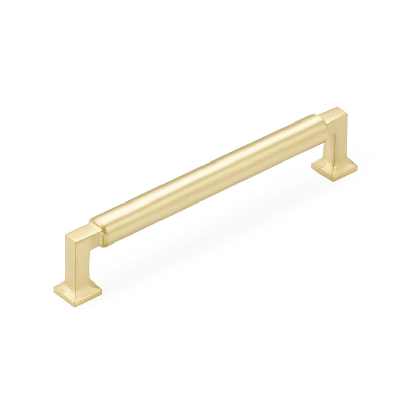 Haniburton Cabinet Pull Handle - Cabinet Mount - 6" Brass/Satin Brass