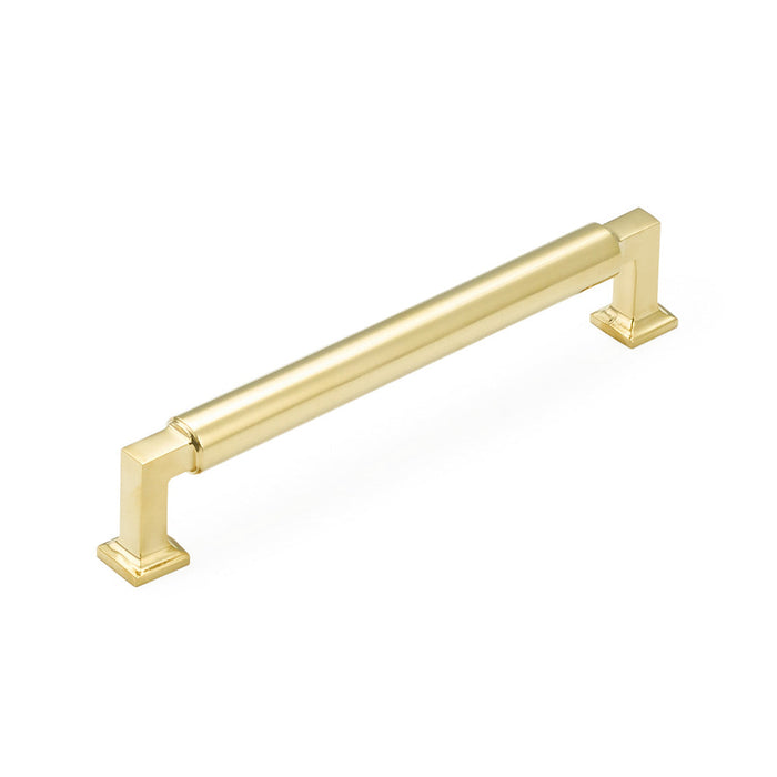 Haniburton Cabinet Pull Handle - Cabinet Mount - 6" Brass/Unlacquered Brass