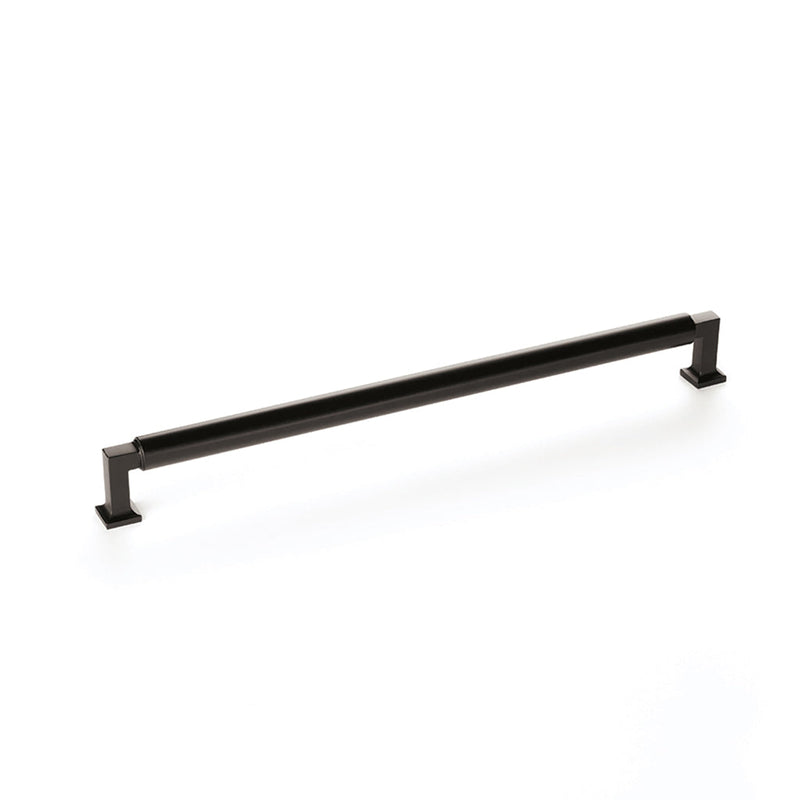 Haniburton Cabinet Pull Handle - Cabinet Mount - 12" Brass/Matt Black