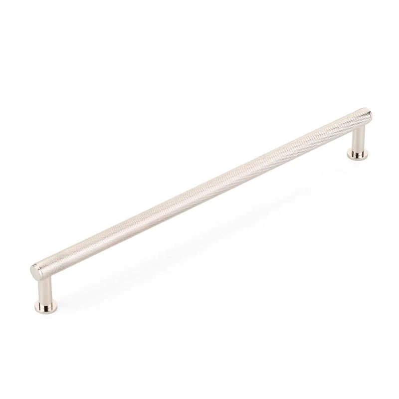 Pub House Knurled Cabinet Pull Handle - Cabinet Mount - 10" Brass/Polished Nickel