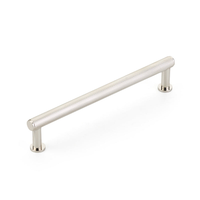 Pub House Knurled Cabinet Pull Handle - Cabinet Mount - 6" Brass/Polished Nickel