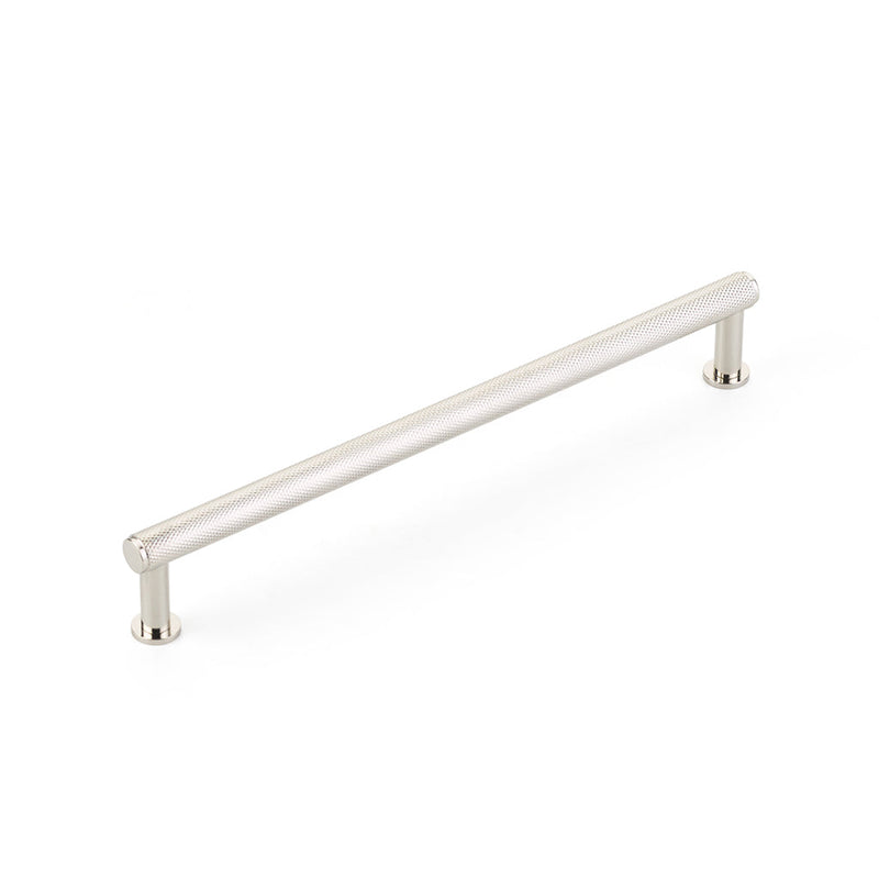 Pub House Knurled Cabinet Pull Handle - Cabinet Mount - 8" Brass/Polished Nickel