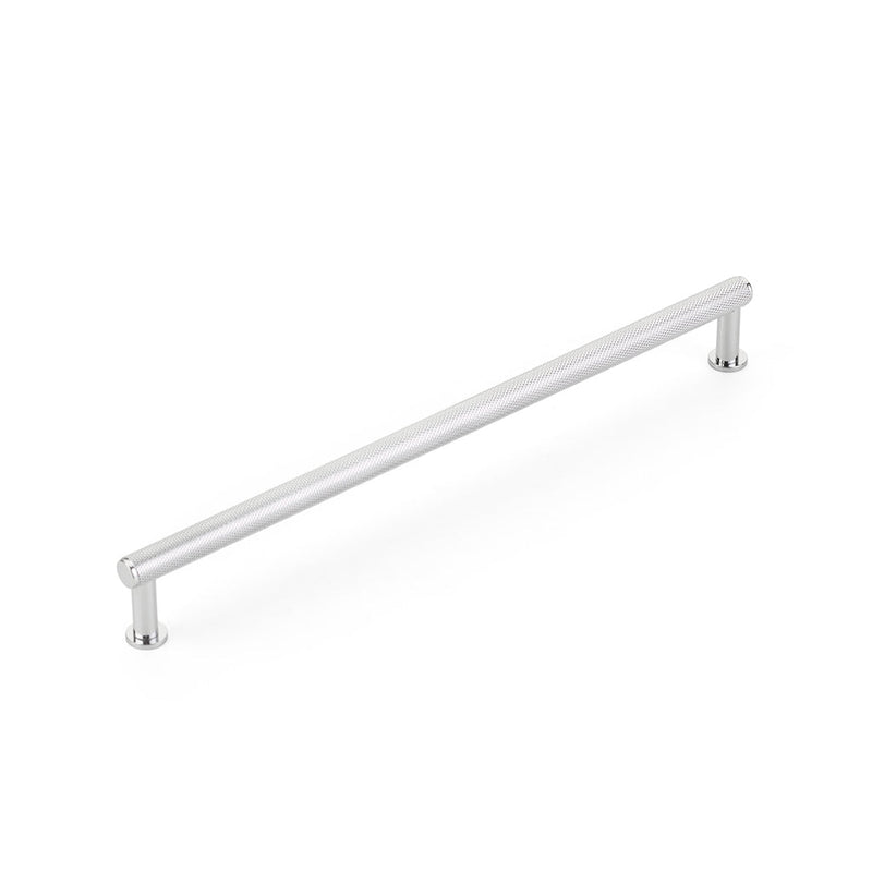 Pub House Knurled Cabinet Pull Handle - Cabinet Mount - 10" Brass/Polished Chrome