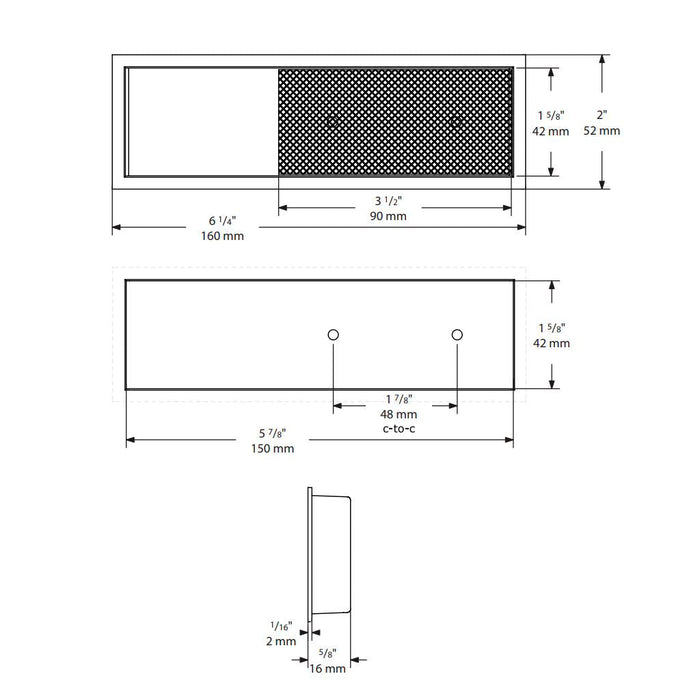 Modo Rectangular Mixed Cabinet Recessed Pull - Cabinet Mount - 7" Zinc/Matte Black/Gun Metal