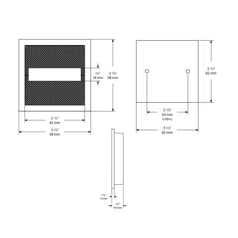 Modo Cabinet Recessed Pull - Cabinet Mount - 4" Zinc/Gun Metal