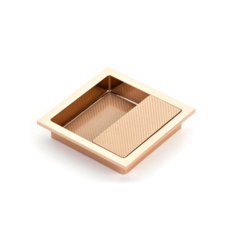 Modo Square Cabinet Recessed Pull - Cabinet Mount - 4" Zinc/Polished Rose Gold