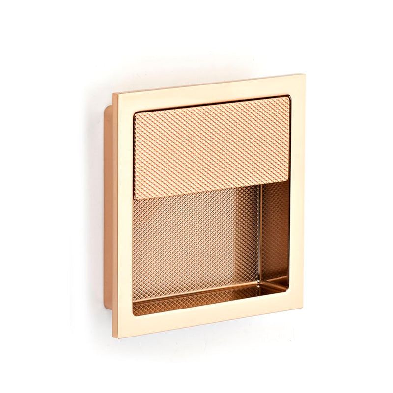 Modo Square Cabinet Recessed Pull - Cabinet Mount - 4" Zinc/Polished Rose Gold