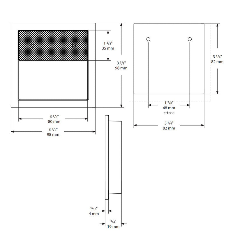 Modo Square Cabinet Recessed Pull - Cabinet Mount - 4" Zinc/Satin Brass