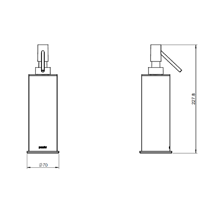 Kubic Soap Dispenser - Free Standing - 9" Brass/Polished Chrome