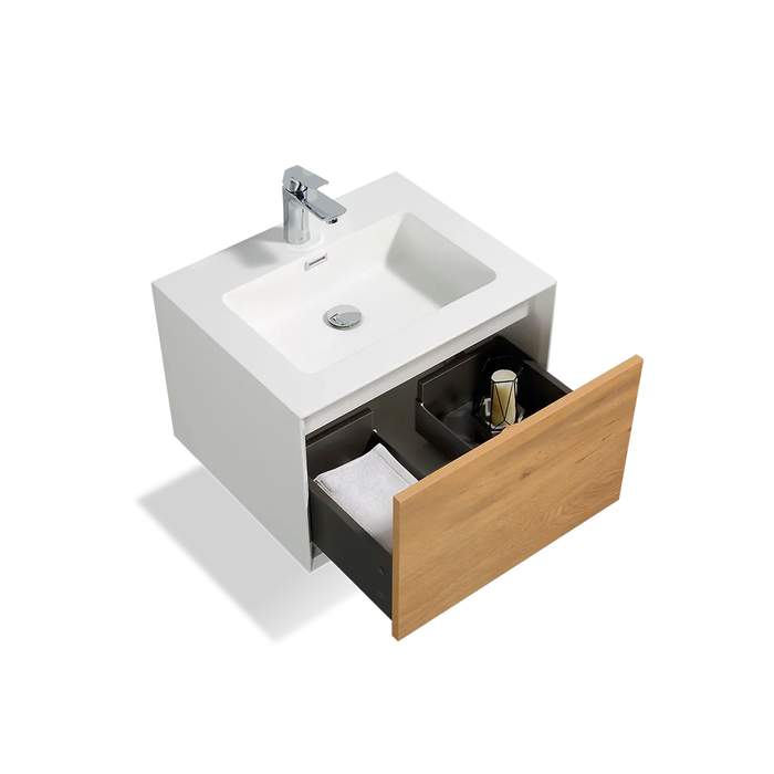 Furla 1 Drawer Bathroom Vanity with Single Sink - Wall Mount - 24" Mdf/Oak - Last Unit Special Offer