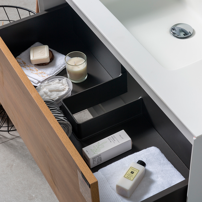 Furla 1 Drawer Bathroom Vanity with Single Sink - Wall Mount - 24" Mdf/Oak - Last Unit Special Offer