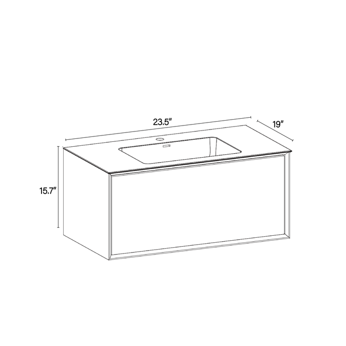 Furla 1 Drawer Bathroom Vanity with Single Sink - Wall Mount - 24" Mdf/Oak - Last Unit Special Offer