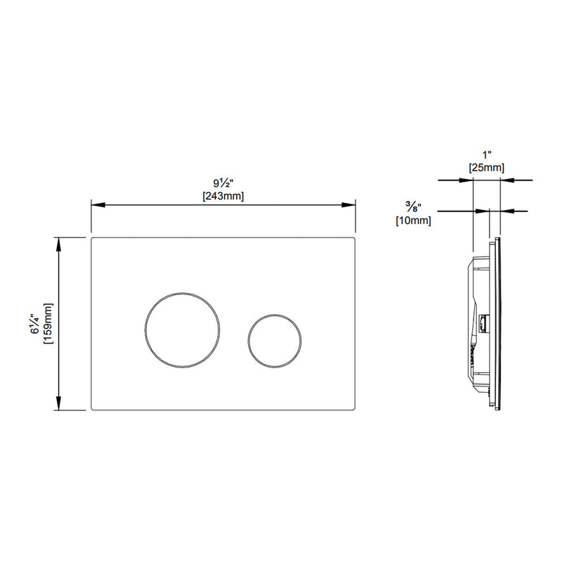 Basic Round Dual Toilet Flush Plate - Wall Mount - 10" Abs/White