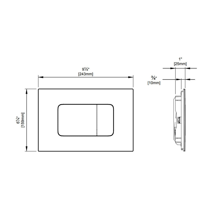 Basic Square Dual Toilet Flush Plate - Wall Mount - 10" Abs/White