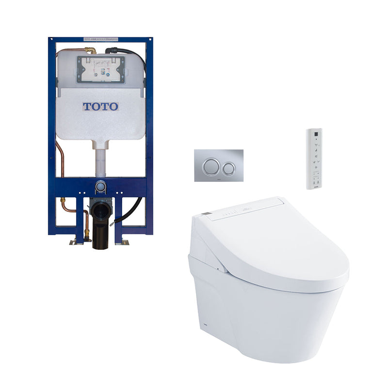 AP Washlet+ C5 Elongated Complete One Piece Toilet with Smart Bidet Seat - Wall Mount - 15" Vitreous China/Cotton/Matte Silver