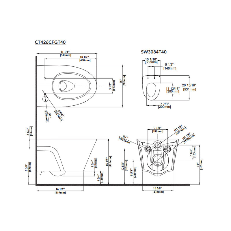 AP Washlet+ C5 Elongated Complete One Piece Toilet with Smart Bidet Seat - Wall Mount - 15" Vitreous China/Cotton/Matte Silver