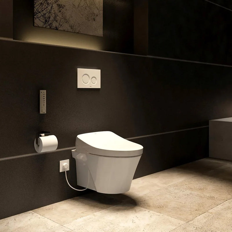 AP Washlet+ S550E Elongated Complete One Piece Toilet with Smart Bidet Seat - Wall Mount - 15" Vitreous China/Cotton/Matte Silver