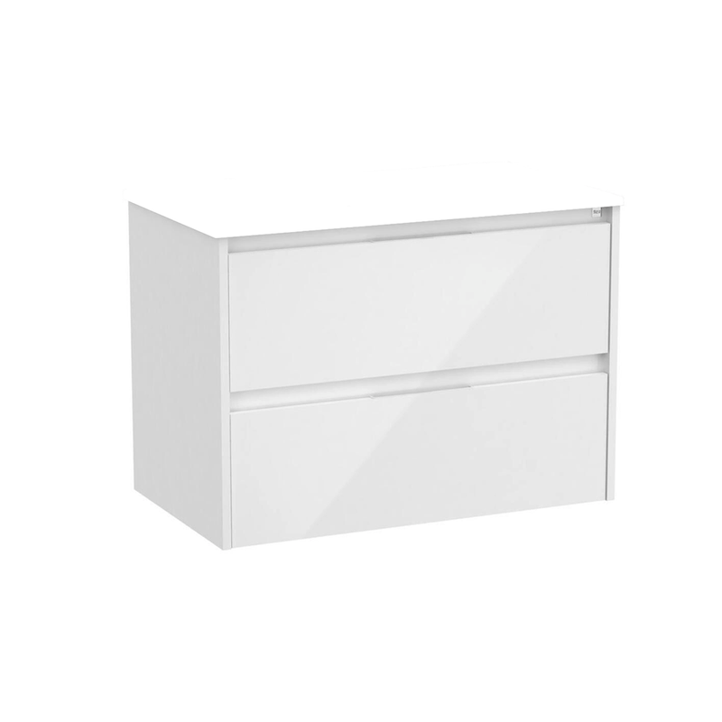 Miami 2 Drawers Bathroom Vanity with Hermitage Buffed Single Integrated Vanity Sink - Wall Mount - 32" Particle Board Laminated/Matt White