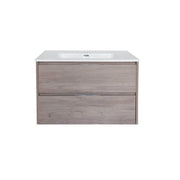 Miami 2 Dr. Porcelain Vanity - Wall Mount - 36" Porcelain/Brown Wash