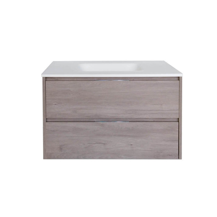 Miami 2 Dr. Solid Surface Vanity - Wall Mount - 36" Solid Surface/Brown Wash
