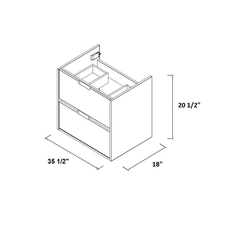Miami 2 Dr. Solid Surface Vanity - Wall Mount - 36" Solid Surface/Brown Wash