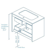 Miami 2 Dr. Solid Surface Vanity - Wall Mount - 36" Solid Surface/Brown Wash
