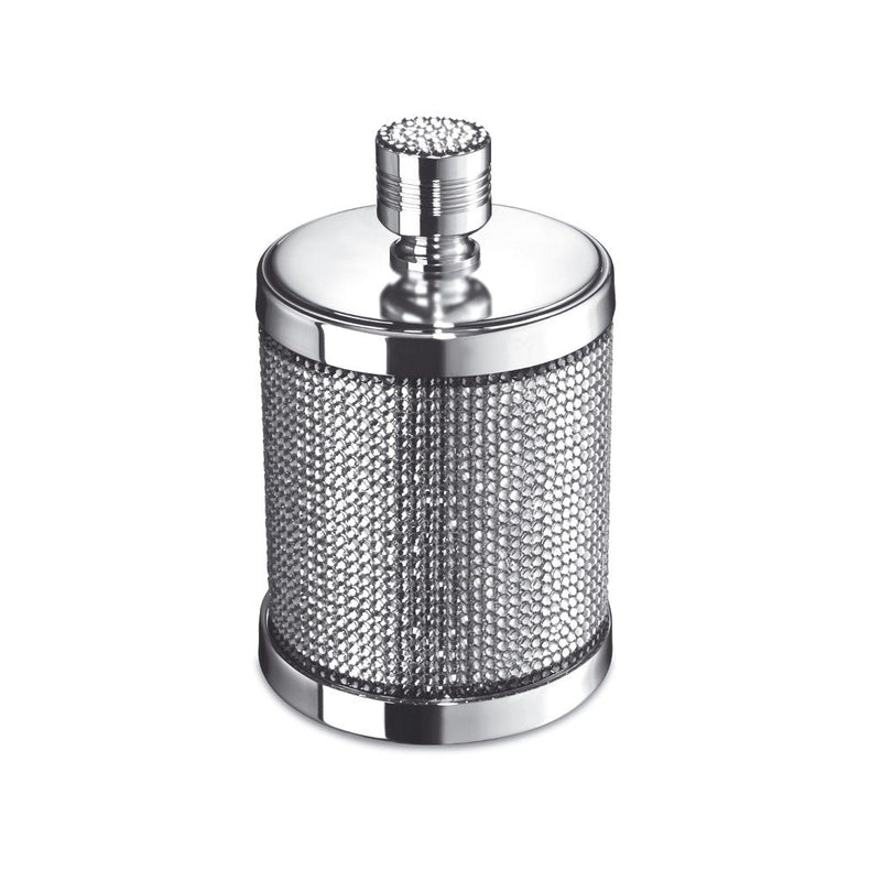 Star Light Round Swarovski Cotton Tips Holder - Free Standing - 5" Brass/Glass/Polished Chrome