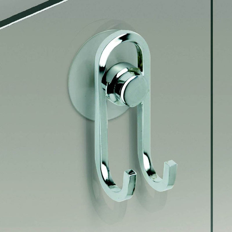 Universal Double Hook - Wall Mount - 3" Brass/Polished Chrome