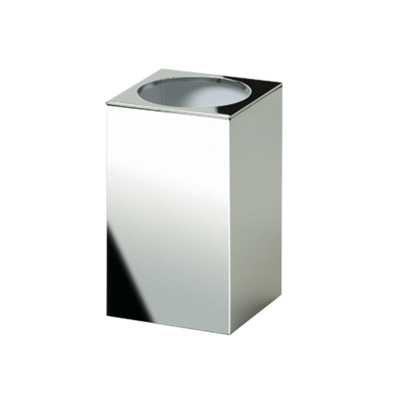 Box Metal Toothbrush Holder - Free Standing - 4" Brass/Polished Chrome