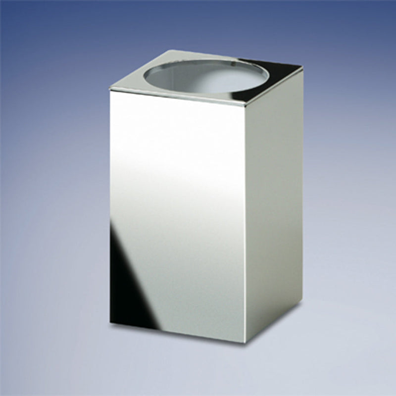 Box Metal Toothbrush Holder - Free Standing - 4" Brass/Polished Chrome