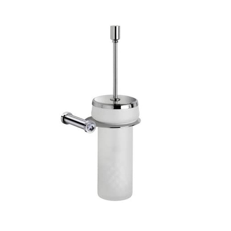 Moonlight Swarovski Round Toilet Brush Holder - Wall Mount - 17" Brass/Polished Chrome