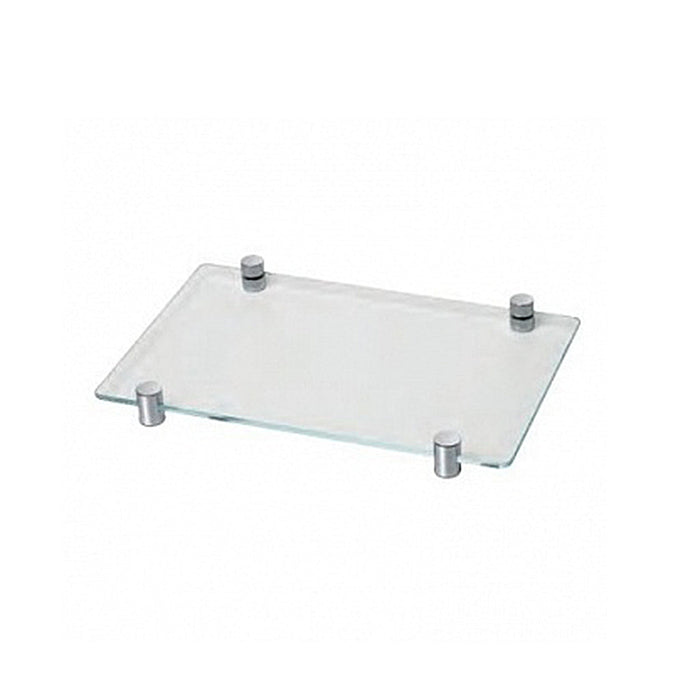 Addition Plain Crystal Tray - Free Standing - 12" Brass/Glass/Glass