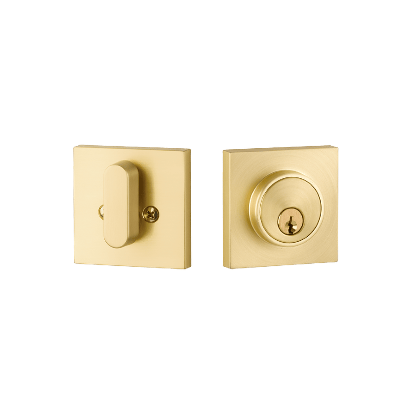 Marcel Single Cylinder Deadbolt - Door Mount - 3" Brass/Satin Brass