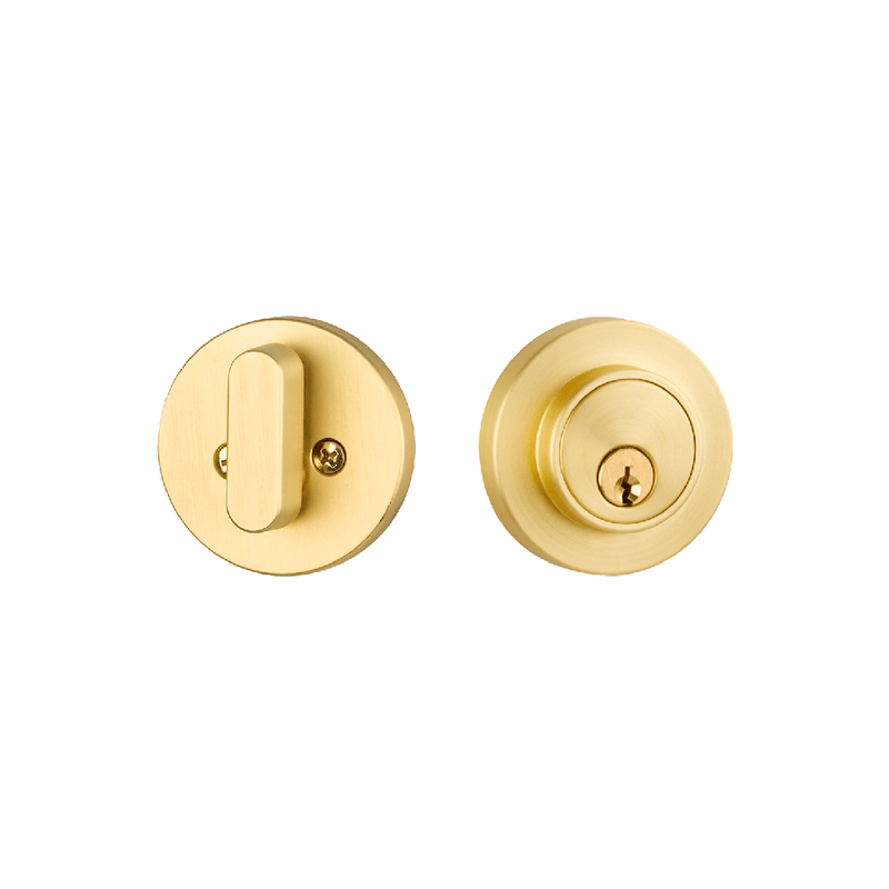 Owen Single Cylinder Deadbolt - Door Mount - 3" Brass/Satin Brass