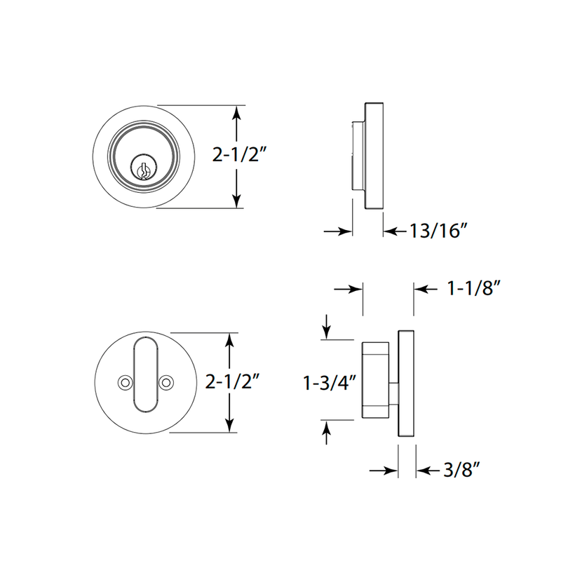 Owen Single Cylinder Deadbolt - Door Mount - 3" Brass/Flat Black