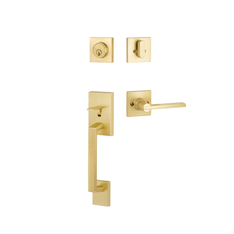 Marcel Rosette Nils Single Cylinder Door Entrance Set - Door Mount - 3" Brass/Satin Brass