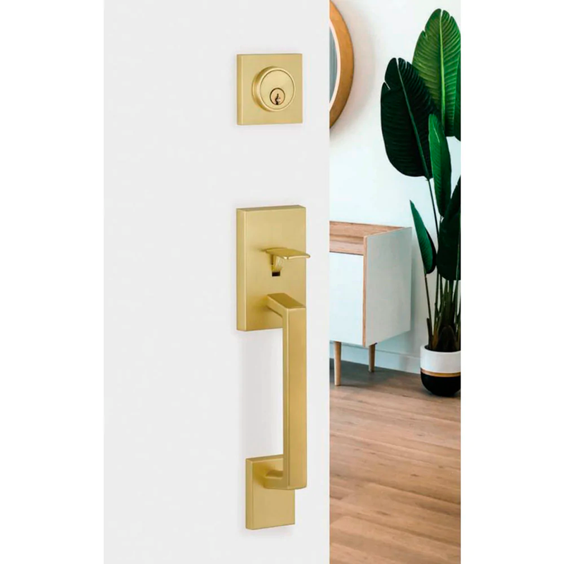 Marcel Rosette Nils Single Cylinder Door Entrance Set - Door Mount - 3" Brass/Satin Brass