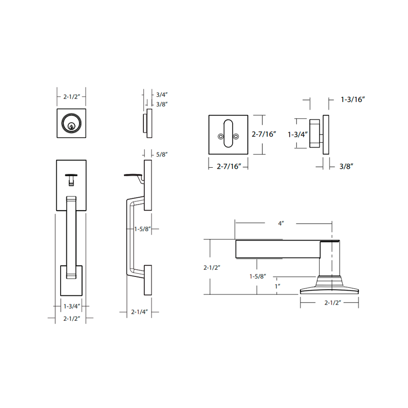 Marcel Rosette Nils Single Cylinder Door Entrance Set - Door Mount - 3" Brass/Polished Chrome