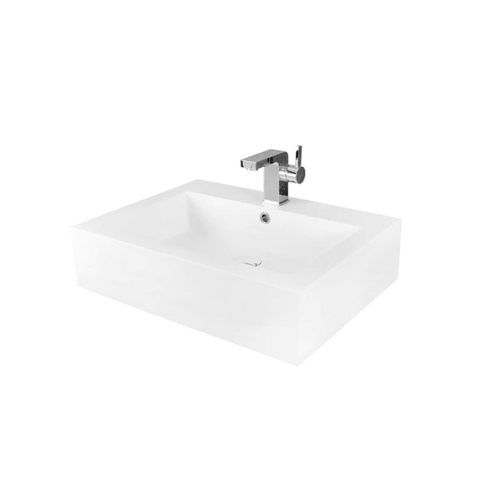 Square Bathroom Sink - Over Mount - 24" Solid Surface/Matt White - Last Unit Special Offer